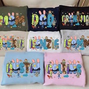 Custom Disneyland Zootopia 2 Characters Shirt, Judy Hopps Nick Wilde Gary DeSnake Tee, Disneyland Family Trip, Zootopia 2 Birthday image 2