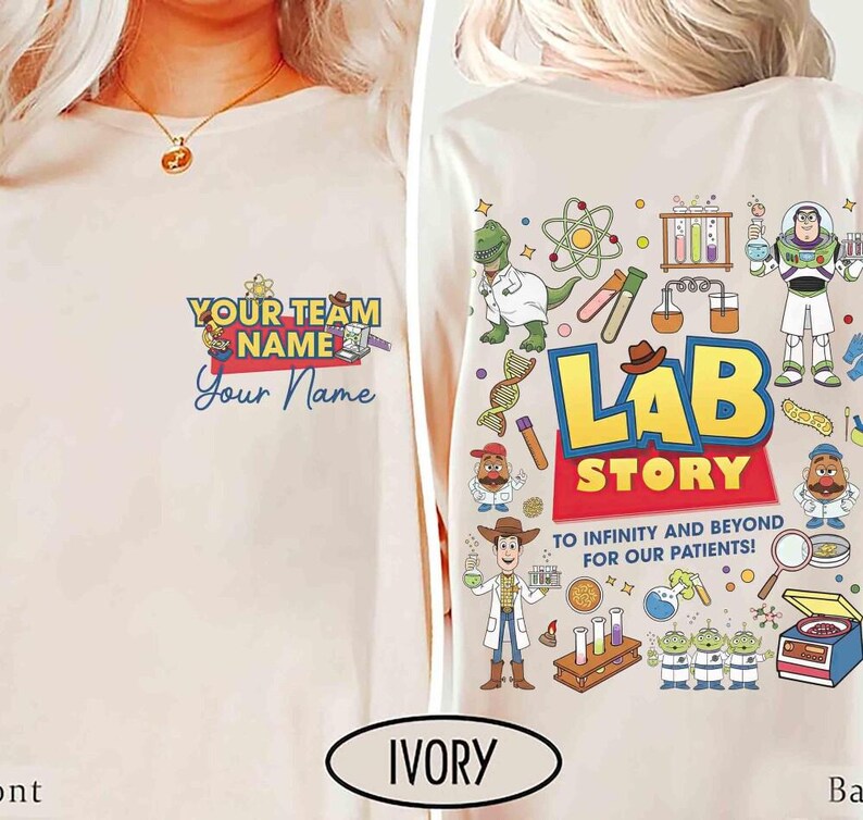 Camiseta de la Semana del Laboratorio de Toy Story de Disneyland 2026, Buzz Lightyear, Woody, Jessie, Bo Peep, Historia del Laboratorio, Camiseta del Equipo del Laboratorio, Laboratorio Médico Clínico imagen 4