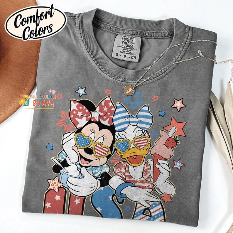 Vintage Minnie Daisy Disneyland USA Happy 4Th Of July Shirt, Disneyland Girl Trip Patriotic American Shirt, Independence Day, 250th Shirt image 6