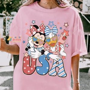 Vintage Minnie Daisy Disneyland USA Happy 4Th Of July Shirt, Disneyland Girl Trip Patriotic American Shirt, Independence Day, 250th Shirt image 5