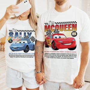 Retro Lightning Mcqueen Sally Couple Shirt, Pixar Cars Land Shirt, Disneyland Couple Matching Tee, Radiator Springs Shirt, Couple Outfits image 1