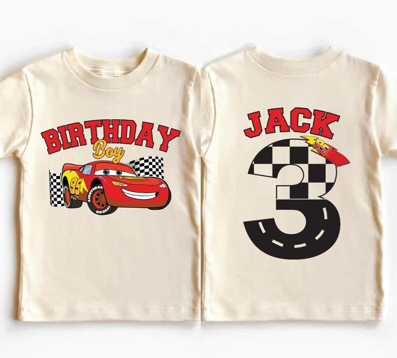 Personalized Disneyland Cars Birthday Shirt, Custom Name Age McQueen Birthday Boy Tee, Pixar Pit Crew, Disneyland Birthday Family Trip image 3