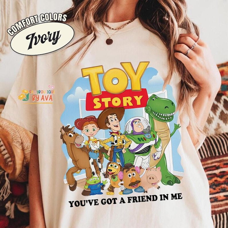 Retro Toy Story You've Got a Friend in Me Shirt, Disneyland Toy Story Characters Tee, Woody Buzz Jessie, Disneyland Family Matching Shirt Bild 1