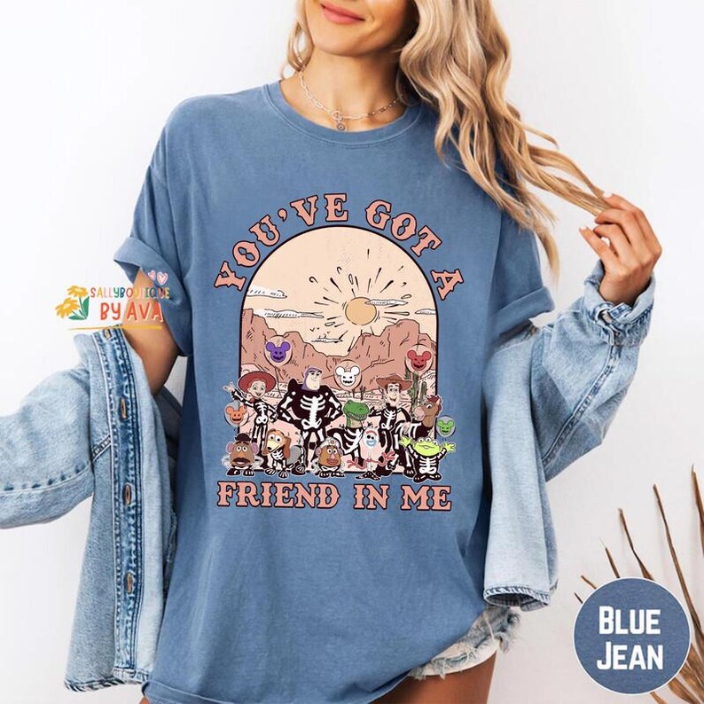 Vintage Toy Story Halloween Shirt, You've Got A Friend In Me, Toy Story Skeleton Shirt, Disneyland Halloween, Mickey's Not So Scary Shirt image 2