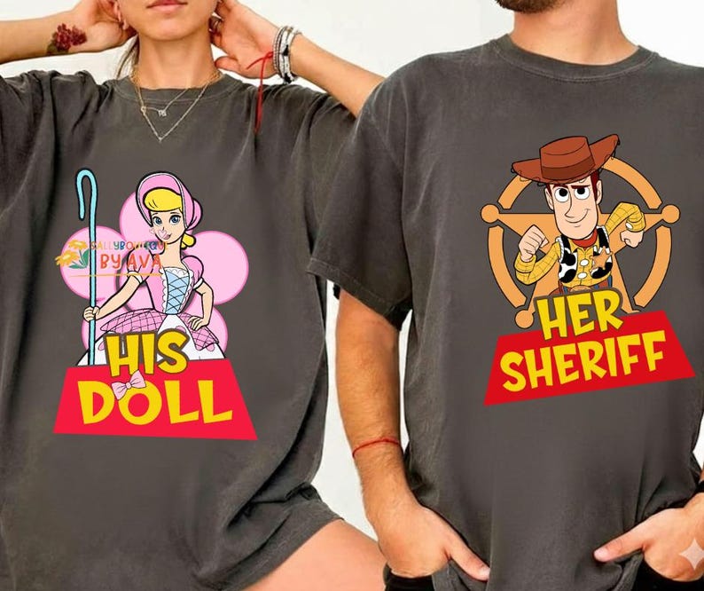 Toy Story Couple Woody And Bo Peep Shirt, Her Sheriff His Doll Shirt Disneyland Couple Shirt Disneyland Valentine Sweatshirt Honeymoon Shirt image 4