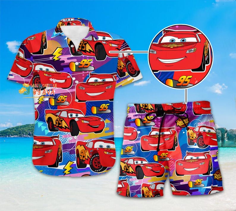 Disneyland Cars Hawaiian Shirt,Lightning Mcqueen Tow Mater Hawaiian Shirt, Summer Car Aloha Shirt, Car Pixar Hawaiian Button Up Shirt image 2