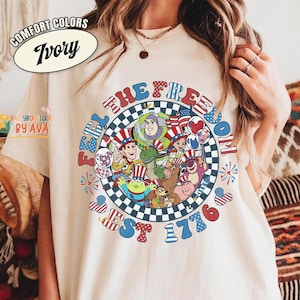 Toy Story Checkered 4th of July shirt, Feel The Freedom, Toy Story USA 250th Anniversary Shirt, Pixar Toy Story 4th of July Shirt 2026 image 1