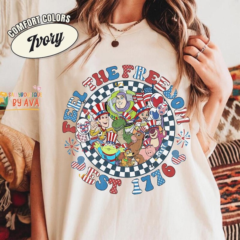 Toy Story Checkered 4th of July shirt, Feel The Freedom, Toy Story USA 250th Anniversary Shirt, Pixar Toy Story 4th of July Shirt 2026 image 1