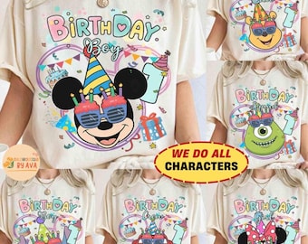 Customize All Disneyland Characters Birthday Squad Shirt, Mickey & Friends Birthday Boy Tee, Birthday Family Gift, Best Birthday Ever
