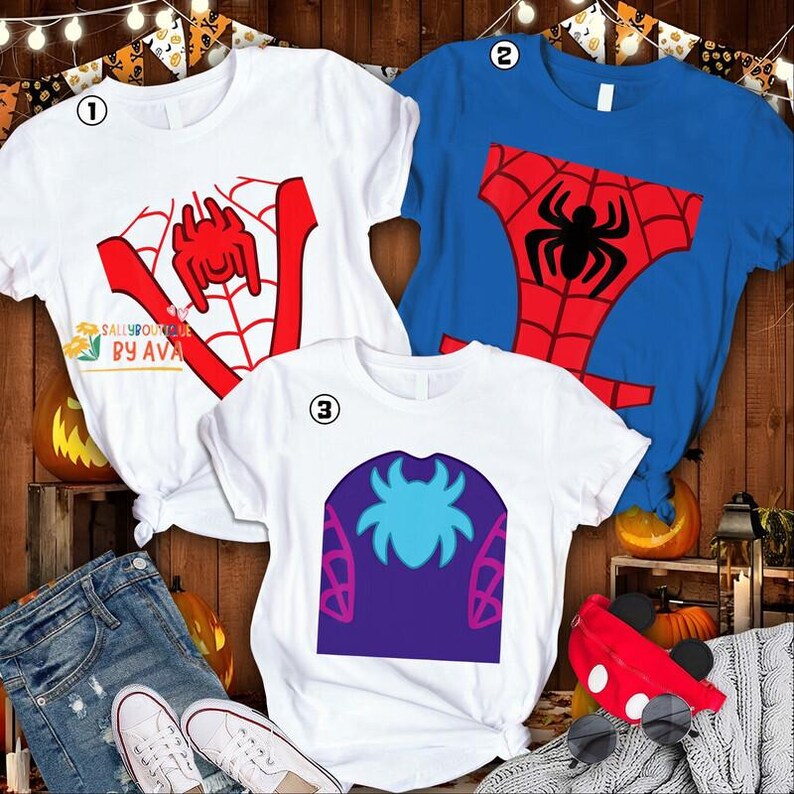Spidey and His Amazing Friends Costume Halloween Shirt, Superhero Spidey Man Costume Shirt, Halloween Party Group Shirt image 3