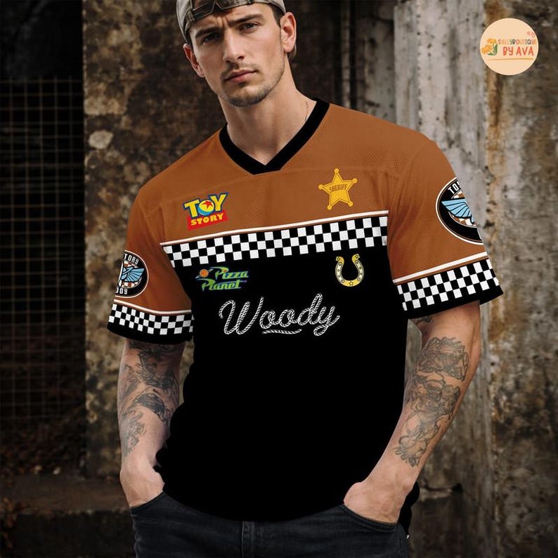 Custom Disneyland Toy Story Woody Football Jersey, Croptop Football Jersey, Disneyland Football Shirt, Disneyland Birthday Gift for Kids image 2