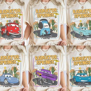 Camiseta personalizada de Disney Retro Cars de los 90, Radiator Springs, camiseta de carreras de Cars Land de Disneyland, camiseta familiar a juego para vacaciones en Disneyland 2026 imagen 2