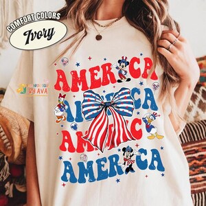 Disneyland Mickey Coquette American 4th Of July Shirt, Disneyland USA Shirt, Mickey and Friend USA Shirt, Patriotic 250 Years Shirts image 1