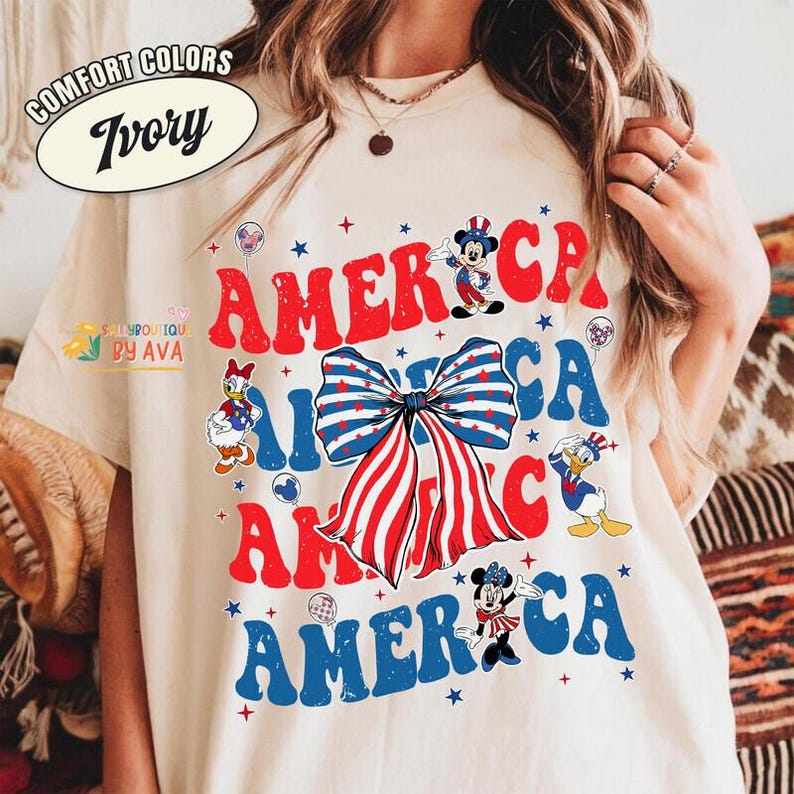 Disneyland Mickey Coquette American 4th Of July Shirt, Disneyland USA Shirt, Mickey and Friend USA Shirt, Patriotic 250 Years Shirts image 1