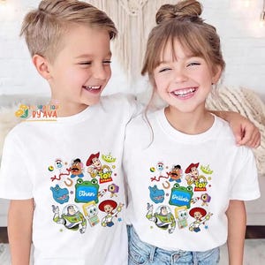 Custom Name Toy Story 5 Movie Shirt, Lilypad Buzz Lightyear Woody Jessie Toy Story Land You've Got a Friend In Me Adult & Kids Shirt image 2