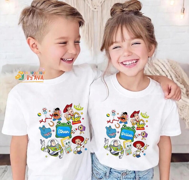 Custom Name Toy Story 5 Movie Shirt, Lilypad Buzz Lightyear Woody Jessie Toy Story Land You've Got a Friend In Me Adult & Kids Shirt image 2