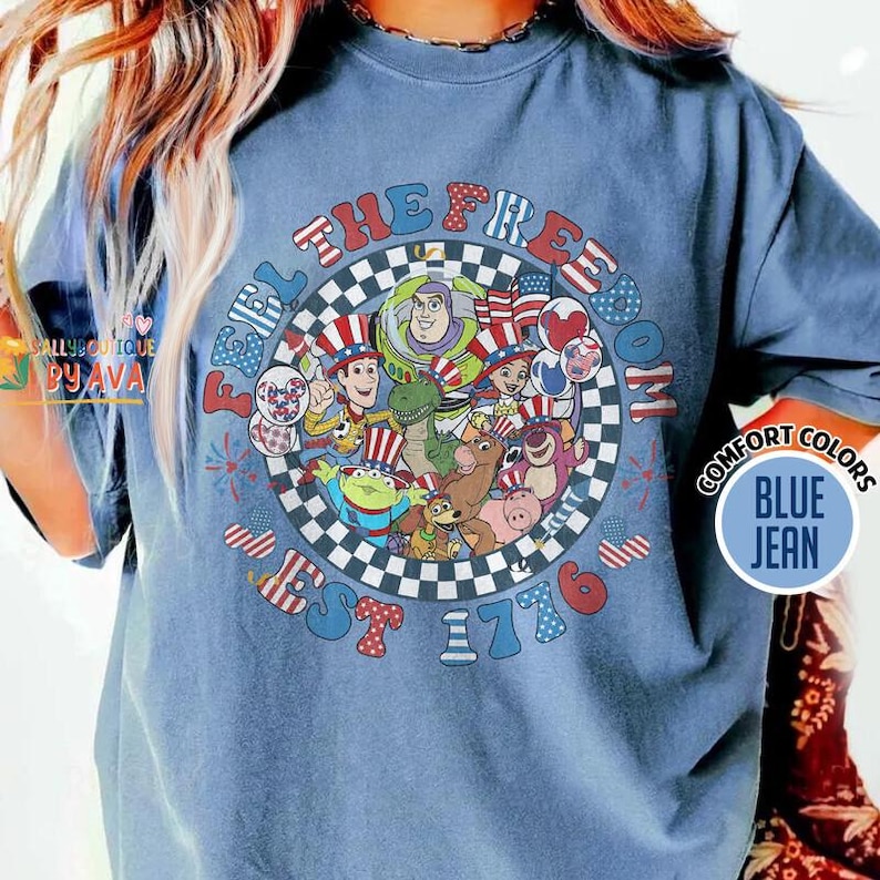 Toy Story Checkered 4th of July shirt, Feel The Freedom, Toy Story USA 250th Anniversary Shirt, Pixar Toy Story 4th of July Shirt 2026 image 6
