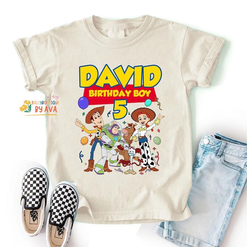 Personalized Toy Story Birthday Shirt, Family Birthday Shirts,Birthday Boygirl Party Shirts, Disneyland Birthday Tri[, Woody Buzz Shirt image 1