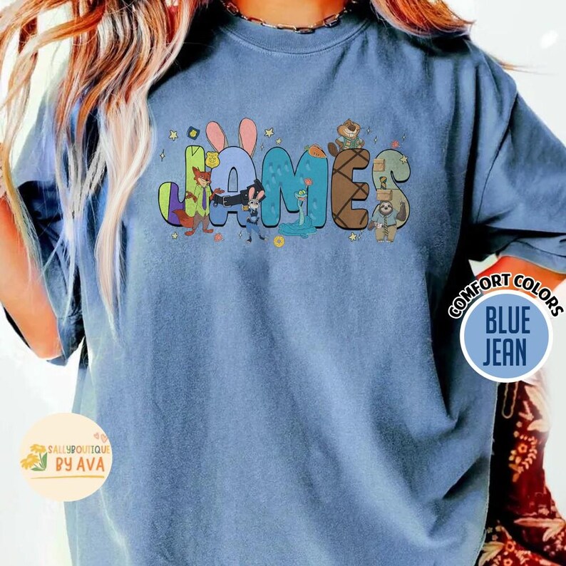 Camiseta con nombre personalizado de los personajes de Zootopia 2 de Disneyland, camiseta de Judy Hopps, Nick Wilde y Gary DeSnake, viaje familiar a Disneyland, cumpleaños de Zootopia 2 para niña. imagen 5