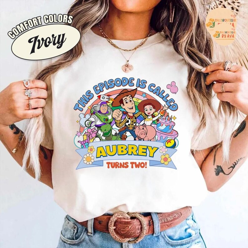 Personalized Name Age Pixar Toy Story Birthday Shirt, Custom Disneyland Buzz Woody Jessie Birthday Present Gift, Family Birthday Outfits image 5