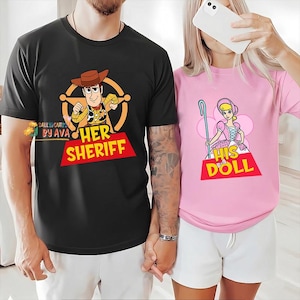 Toy Story Couple Woody And Bo Peep Shirt, Her Sheriff His Doll Shirt Disneyland Couple Shirt Disneyland Valentine Sweatshirt Honeymoon Shirt image 1
