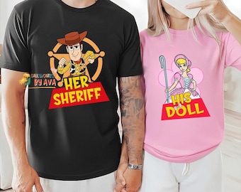 Toy Story Couple Woody And Bo Peep Shirt, Her Sheriff His Doll Shirt Disneyland Couple Shirt Disneyland Valentine Sweatshirt Honeymoon Shirt