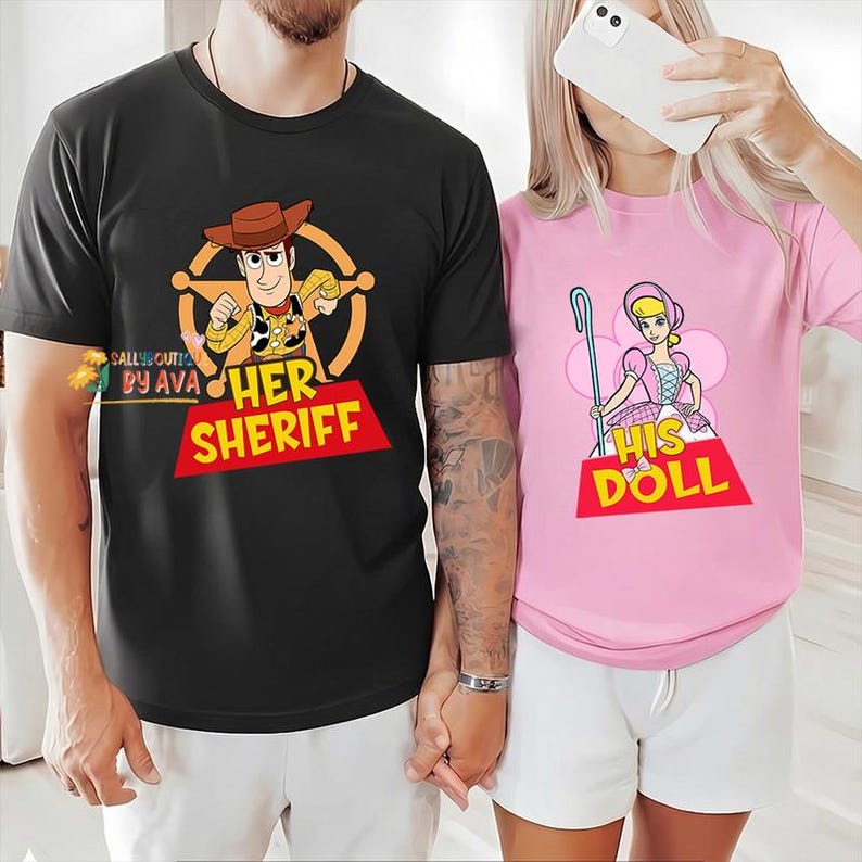 Toy Story Couple Woody And Bo Peep Shirt, Her Sheriff His Doll Shirt Disneyland Couple Shirt Disneyland Valentine Sweatshirt Honeymoon Shirt image 1