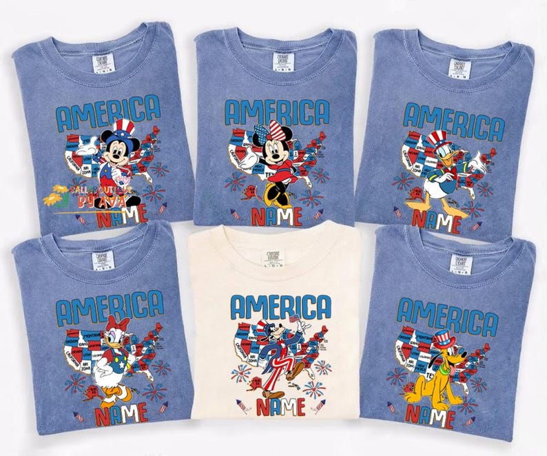 Personalized Mickey and Friends America Map Disneyland Happy 4th of July Shirt, Happy Independence Day 2026 Matching Tee, 250th Shirt image 2