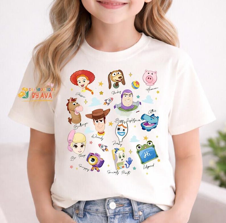 Watercolor Toy Story 5 Characters Tshirt, Lilypad Buzz Lightyear Woody Jessie Toy Story Land You've Got a Friend In Me Adult & Kids shirt afbeelding 6