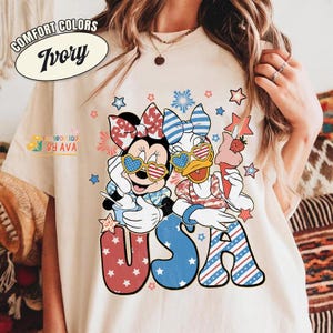 Vintage Minnie Daisy Disneyland USA Happy 4Th Of July Shirt, Disneyland Girl Trip Patriotic American Shirt, Independence Day, 250th Shirt image 1