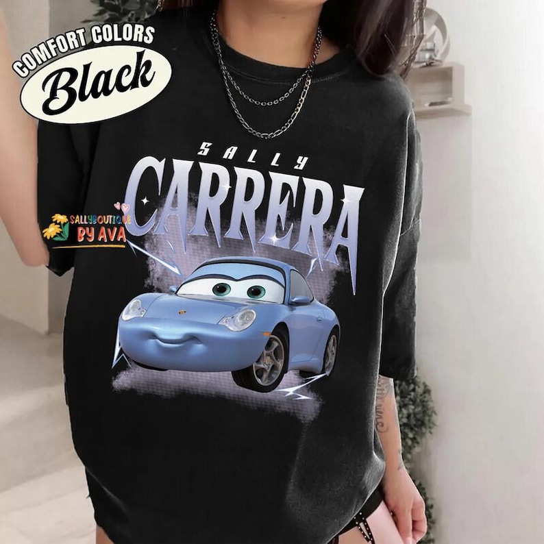 Retro Disneyland Cars Sally Carrera Shirt, Pixar Car Movies Shirt, Cars Land Shirt, McQueen and Sally Couple Shirt, Disneyland Family Trip image 1