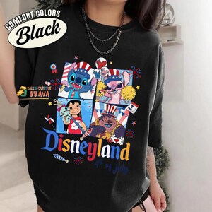 Disneyland Balloons Lilo and Stitch 4th of July Shirt, Lilo and Stitch 4th of July Independence Day Gift, America USA Summer Tshirts Bild 3