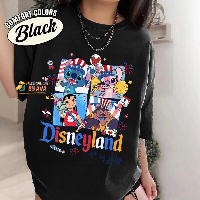 Disneyland Balloons Lilo and Stitch 4th of July Shirt, Lilo and Stitch 4th of July Independence Day Gift, America USA Summer Tshirts Bild 3