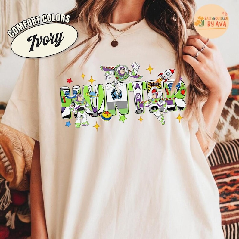 Disneyland Buzz Lightyear Custom Name Shirt, Personalized Toy Story Birthday Name Shirt, Toy Story Birthday Party, Family Birthday Matching image 3