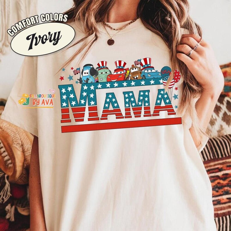 Personalized Disneyland Cars Family Dad Mom Happy 4th of July Shirt, Pixar Cars Independence Day Shirt, Lightning McQueen Patriotic Shirt image 7
