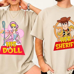 Toy Story Couple Woody And Bo Peep Shirt, Her Sheriff His Doll Shirt Disneyland Couple Shirt Disneyland Valentine Sweatshirt Honeymoon Shirt image 3