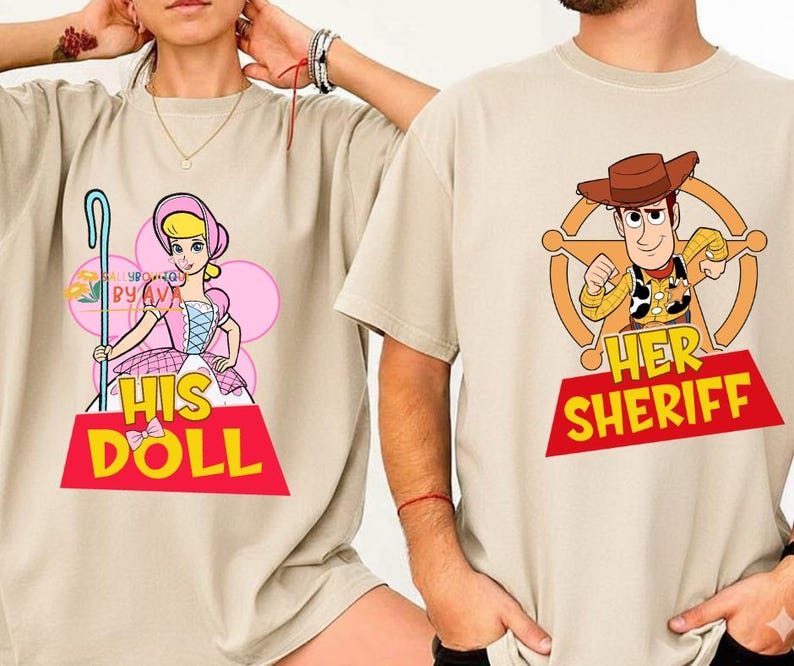 Toy Story Couple Woody And Bo Peep Shirt, Her Sheriff His Doll Shirt Disneyland Couple Shirt Disneyland Valentine Sweatshirt Honeymoon Shirt image 3