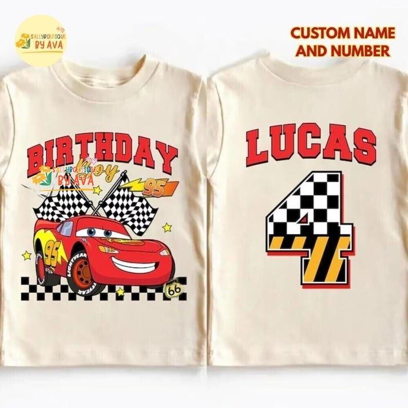Camiseta de cumpleaños de Cars de Disneyland, camiseta personalizada de Rayo McQueen para niño, camiseta a juego familiar de Pixar Pit Crew, viaje de cumpleaños con autos de carreras imagen 3