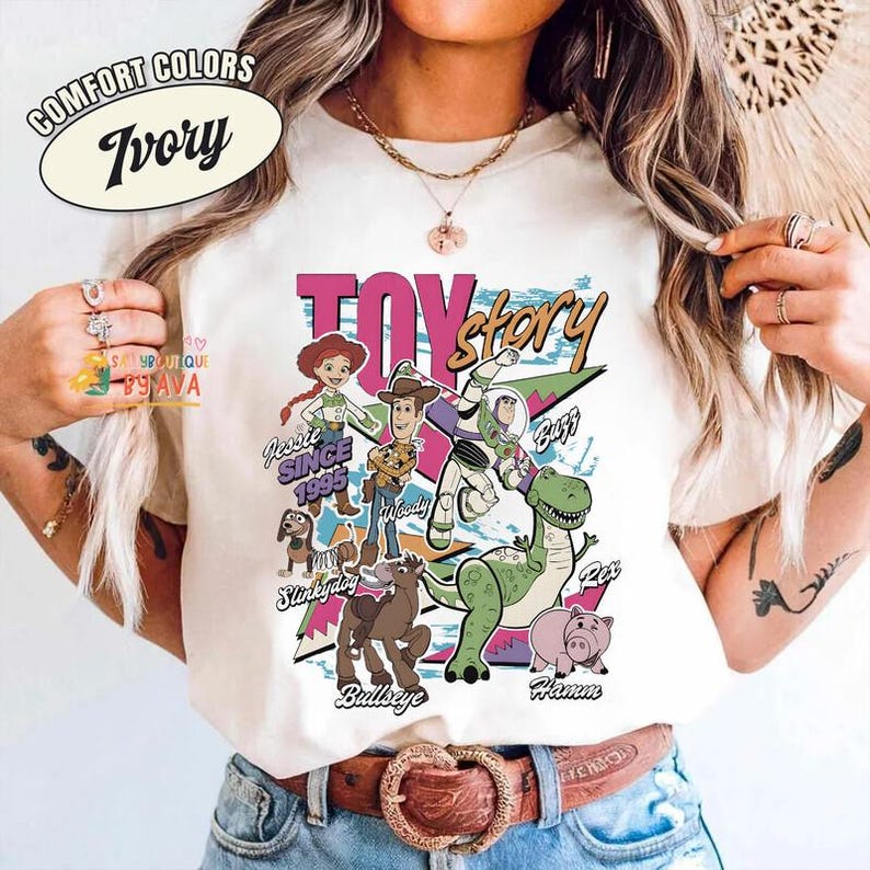 Disneyland Toy Story 1995 Retro Comfort Colors Shirt, Woody Buzz Lightyear Rex Tee, WDW Disneyland Family Vacation 2026 Trip, Pixar Fest image 4