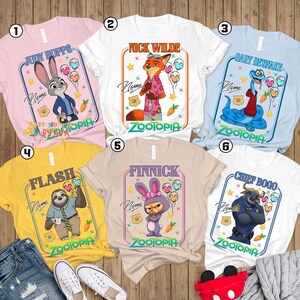 Personalized Disneyland Zootopia All Characters Group Shirts, Judy Hopps Nick Wilde Birthday T-Shirt, Disneyland Family Matching Birthday image 3