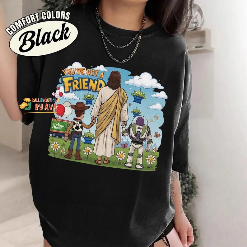 Jesus You've Got A Friend In Me Shirt, Christian Toy Story Tee, Faith Friendship Shirt, Jesus Cartoon Tee, Christian Gift, Funny Faith Shirt image 1
