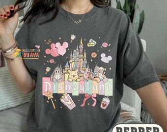 Winnie l'ourson Disneyland château anniversaire fille chemise, Disneyland Girls voyage 2026 chemises, t-shirt Winnie l'ourson Tigrou porcelet Bourriquet