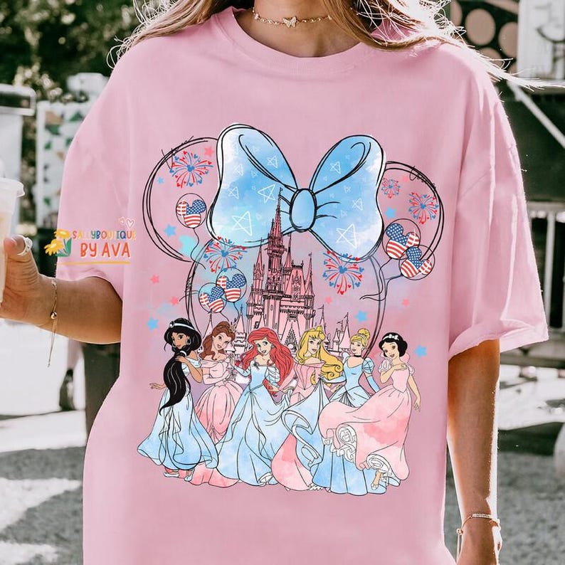 Disneyland Princess Happy Independence Day Shirt, Disneyland Castle US Flag Freedom 4th of July Shirt, Disneyland Family 250 Years Shirts image 2
