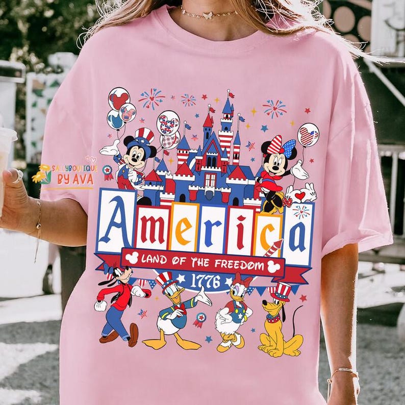 Mickey and Friends Patriotic Disneyland 4th of July Shirt, Disneyland Castle Family America 4th of July, Happy Independence Day, 250th Shirt image 5