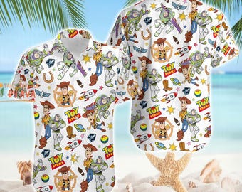 Camisa hawaiana de Toy Story de Disneyland, camisa de verano de Toy Story Friends, camisa abotonada de Woody y Buzz Lightyear, camisa hawaiana para amantes de Toy Story.