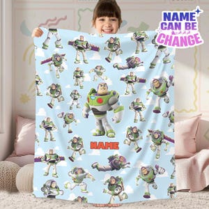 Personalized Toy Story Buzz Lightyear Fleece Blanket, Toy Story Land Blanket, Toy Story Pixar Blanket for Bed Couch Sofa, Gift For Boy Bild 1