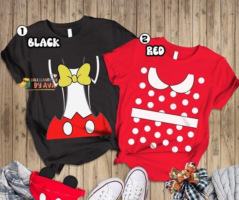 Mickey Minnie Couple Halloween Costume Shirt, Disneyland Matching Halloween Costume, Family Halloween Costume, Disneyland Halloween Couple image 1