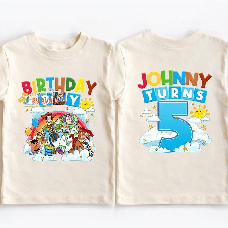 Personalized Toy Story Characters Birthday Shirt, Buzz Lightyear Custom Birthday Shirt, Disneyland Toy Story Birthday Shirt, Woody Shirt Bild 1
