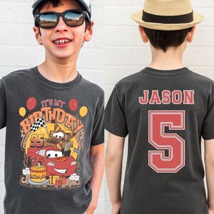 Personalized Disneyland Cars Birthday Boy Shirt, Lightning McQueen Birthday Shirt, Family Matching Shirt, Racing Car Birthday Boy Shirt image 5