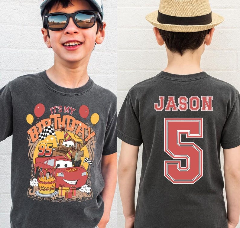 Personalized Disneyland Cars Birthday Boy Shirt, Lightning McQueen Birthday Shirt, Family Matching Shirt, Racing Car Birthday Boy Shirt image 5